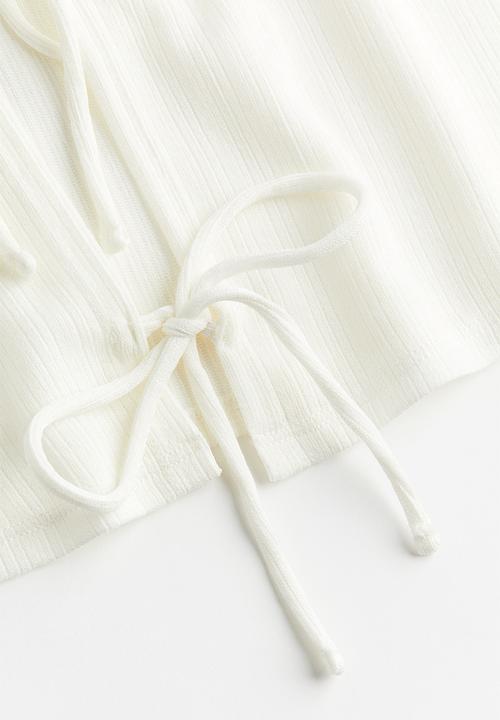 H&M - Ribbed tie-front top - cream