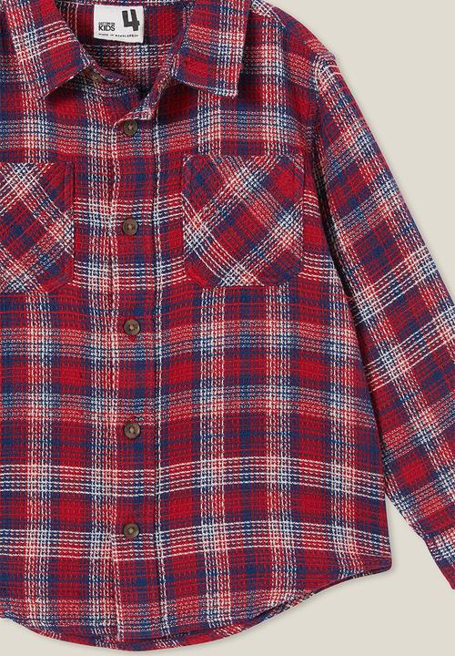 Cotton On - Rugged long sleeve shirt - heritage red/in the navy waffle plaid