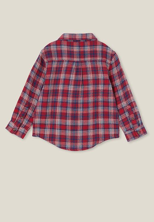 Cotton On - Rugged long sleeve shirt - heritage red/in the navy waffle plaid