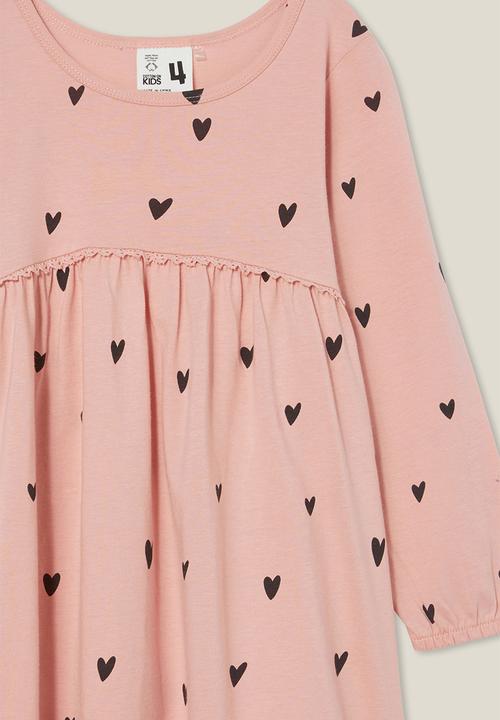 Cotton On - Savannah long sleeve dress - zephyr/hearts