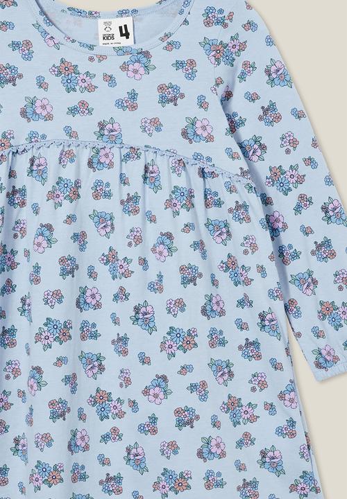 Cotton On - Savannah long sleeve dress - blue bird/ava ditsy
