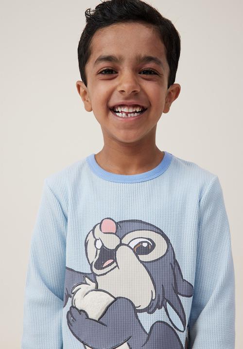 Cotton On - Winston long sleeve pyjama set license - lcn dis frosty blue/thumper stripe