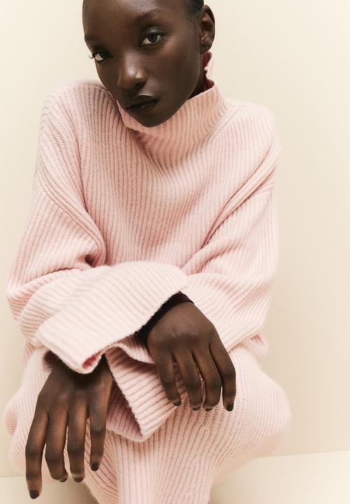 H&M - Rib-knit turtleneck jumper - light pink