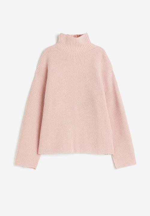 H&M - Rib-knit turtleneck jumper - light pink
