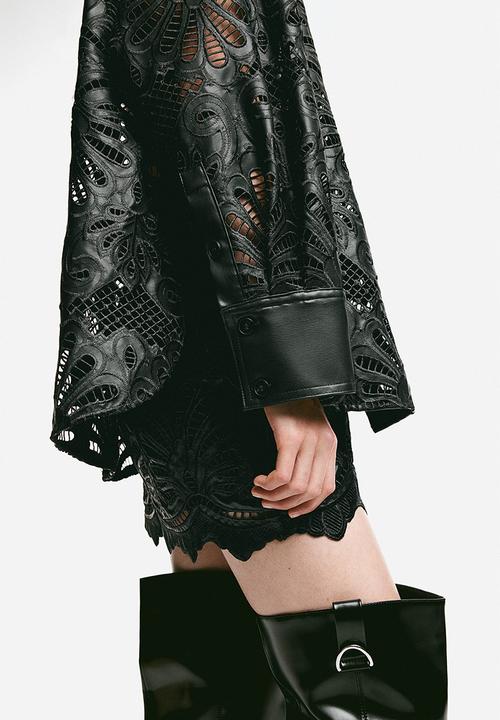 H&M - Coated broderie anglaise shirt - black