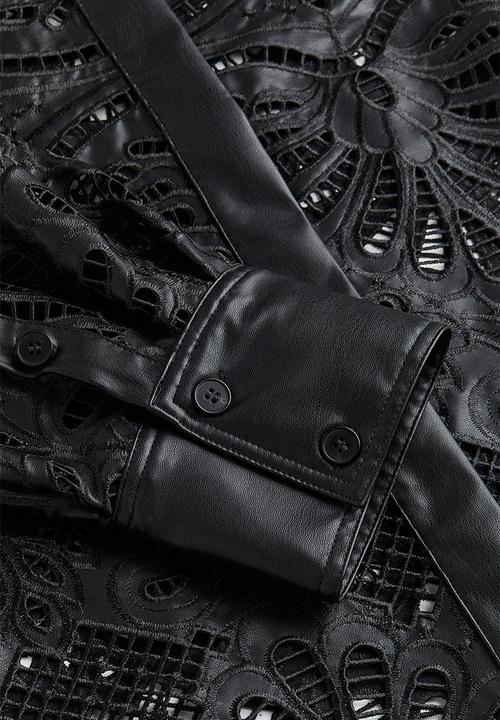 H&M - Coated broderie anglaise shirt - black