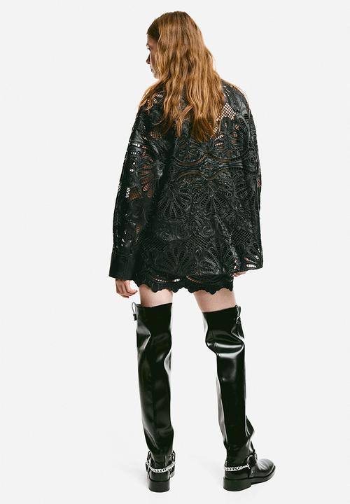 H&M - Coated broderie anglaise shirt - black