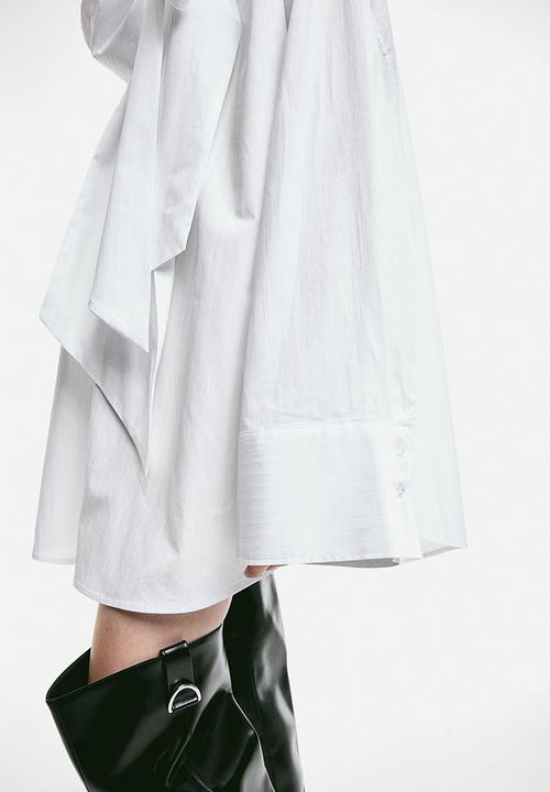 H&M - Oversized tie-neck shirt - white