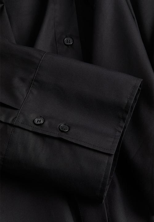 H&M - Oversized tie-neck shirt - black