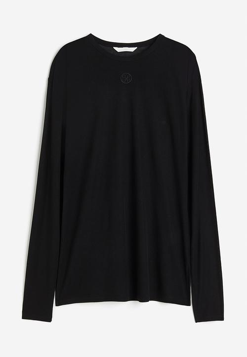 H&M - Textured viscose-blend top - black