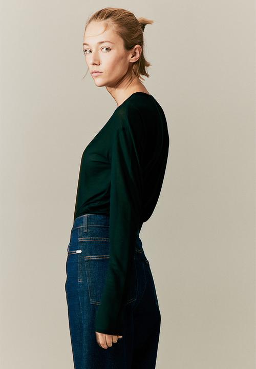 H&M - Textured viscose-blend top - black