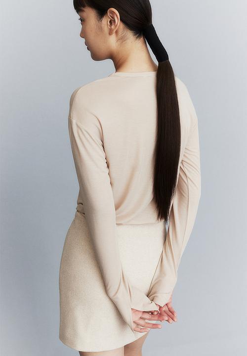 H&M - Textured viscose-blend top - light beige