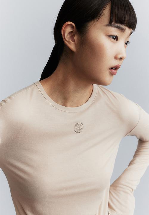 H&M - Textured viscose-blend top - light beige