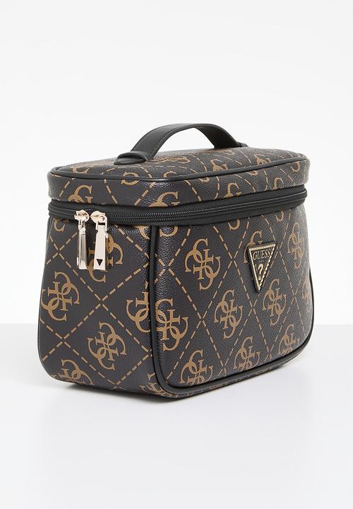 GUESS - Berta Toiletry Train Case - Brown & Black
