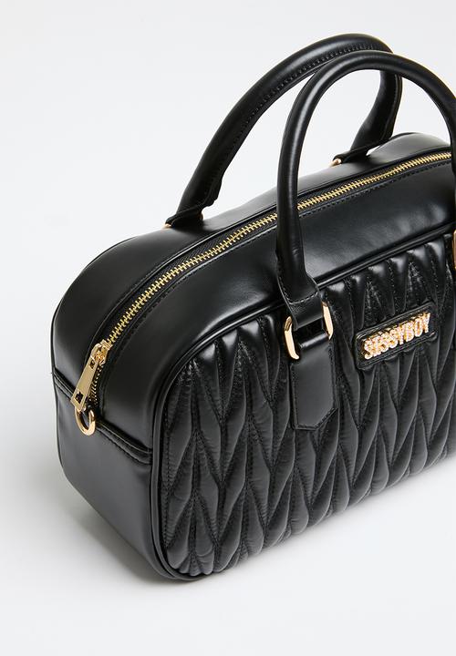 SISSY BOY - Barrel on quilted barrel bag - black