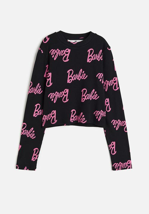 H&M - Printed jersey top - black & pink