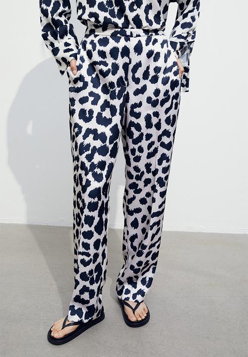 H&M - Straight trousers - white & black 