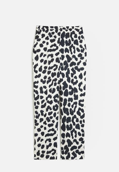 H&M - Straight trousers - white & black 