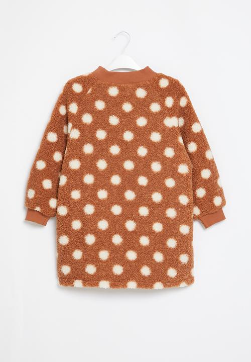 Pop Candy - Polka dot teddy sweater - brown &  white