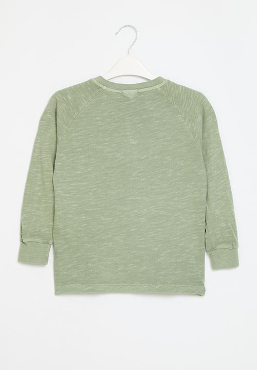 Cotton On - Hayden long sleeve henley tee - deep sage slub