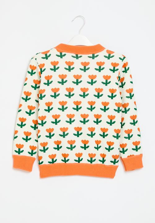 Pop Candy - Printed knit sweater - white & orange
