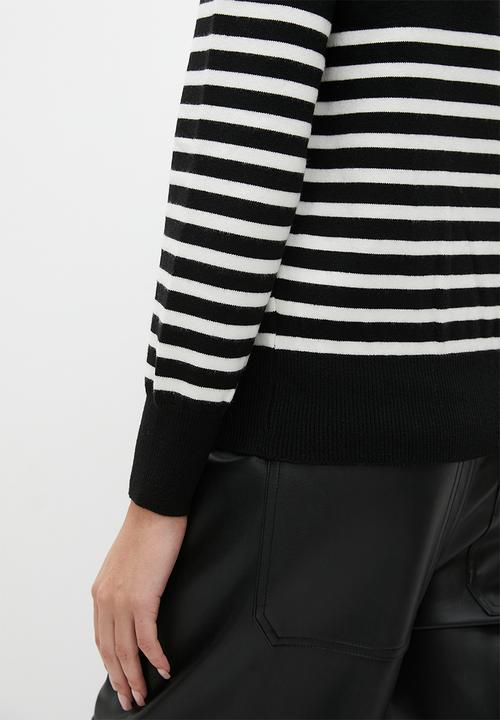 SISSY BOY - Stripe Knit W Diamante Branding - Black & White