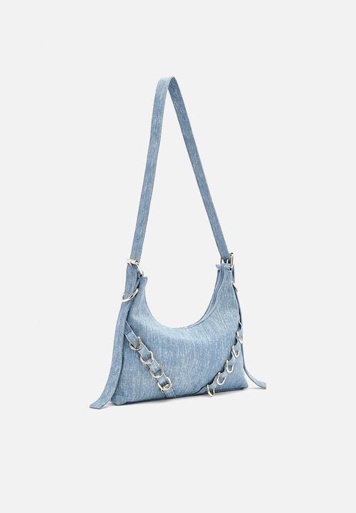 boohoo - Metal trim large shoulder bag - denim-blue