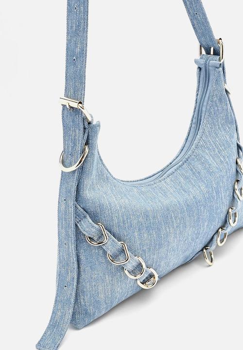boohoo - Metal trim large shoulder bag - denim-blue