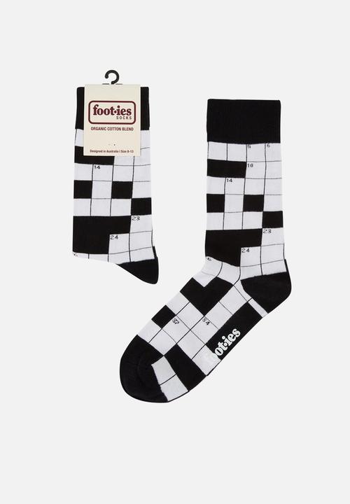 Foot-ies - Crosswords Organic Cotton Sock - Black & White