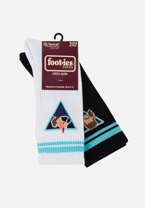 Foot-ies - Mullets And Shoeys Sneaker Sock 2 Pack - Black & White