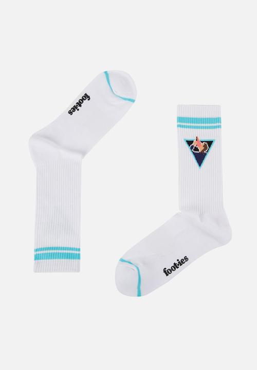 Foot-ies - Mullets And Shoeys Sneaker Sock 2 Pack - Black & White