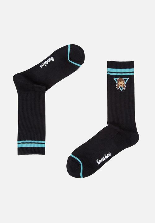 Foot-ies - Mullets And Shoeys Sneaker Sock 2 Pack - Black & White
