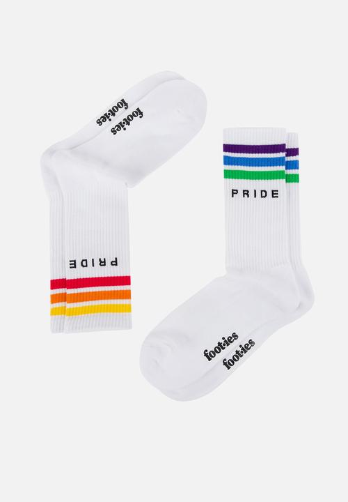 Foot-ies - Pride Stripes Sneaker Sock 2 Pack - White