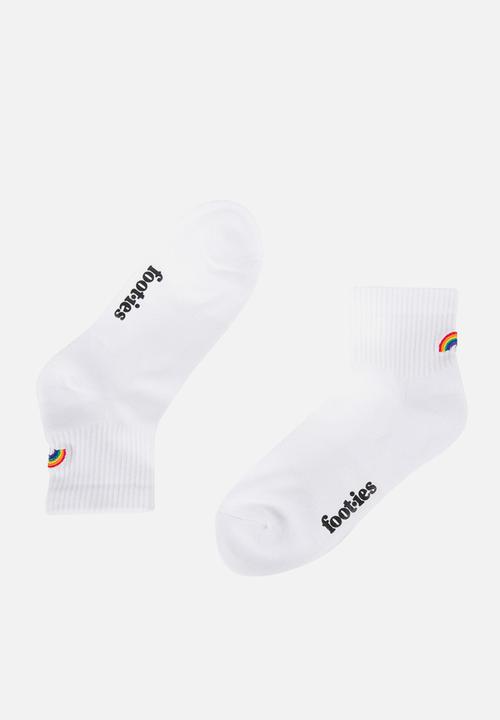 Foot-ies - Pride Rainbow 2 Pack Sneaker Qtr - White