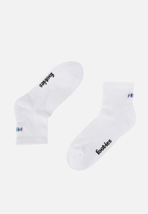 Foot-ies - Pride Rainbow 2 Pack Sneaker Qtr - White
