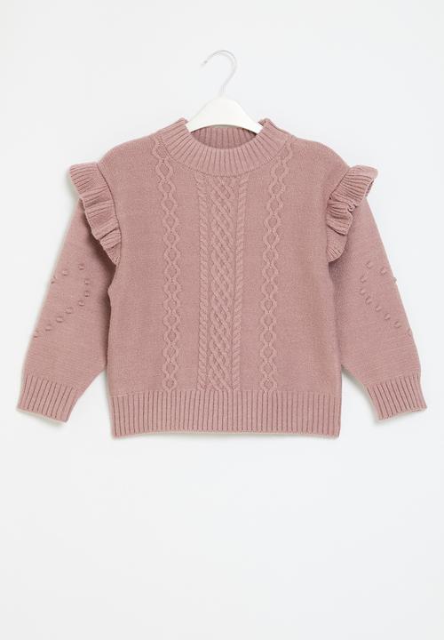 Pop Candy - Frilled sleeve jersey - dusty pink