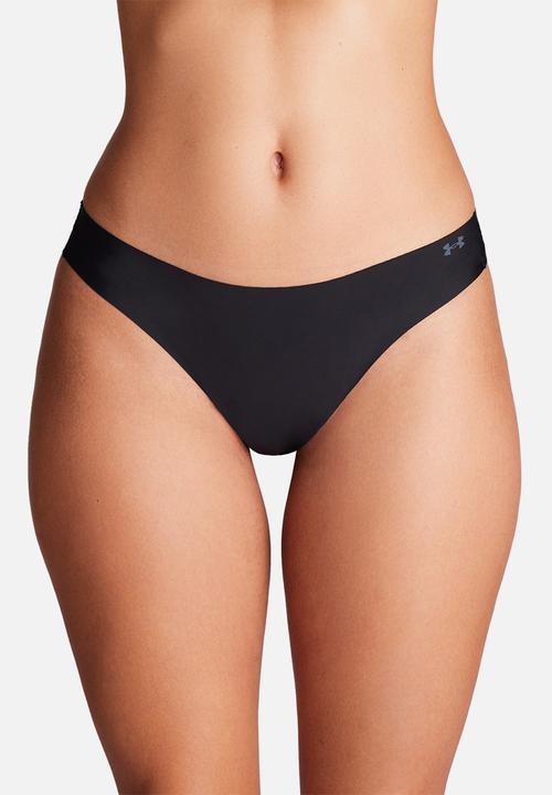 Under Armour - Ua Pure Stretch No Show Thong Solid 3 Pack - Black