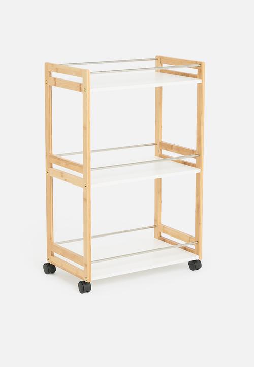 Excellent Houseware - Tate Trolley - Natural and White