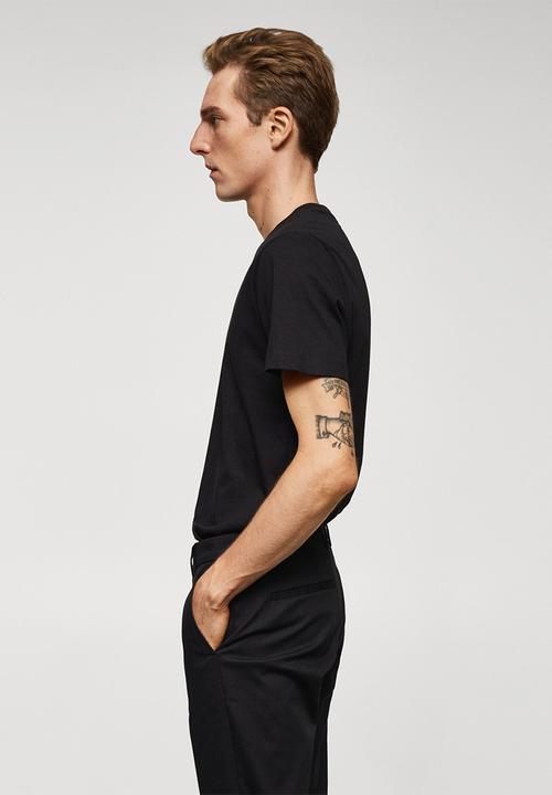 MANGO - T-shirt cherlo - black