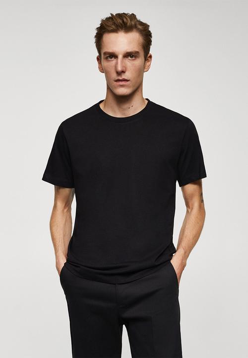 MANGO - T-shirt cherlo - black