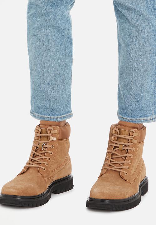 Calvin Klein - Eva mid lace-up boot suede - orange pop/black 