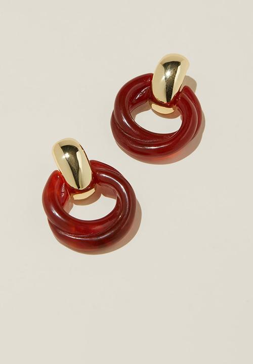 Rubi - Mid charm earring - gold plated amber circle drop