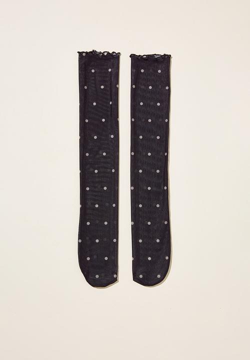 Rubi - Printed Mesh Sock - Polly Polka Dot/Taupe Spot