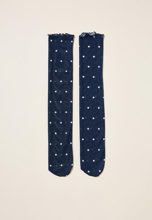 Rubi - Printed Mesh Sock - Polly Polka Dot/Navy