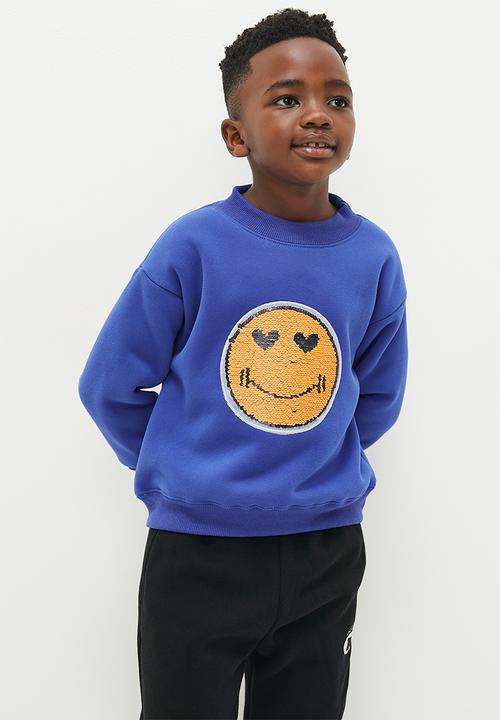 Pop Candy - Printed sequins face sweat top - blue
