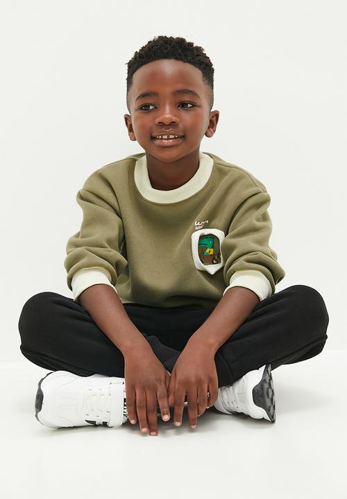 Pop Candy - Contrast sweat top - ecru & khaki