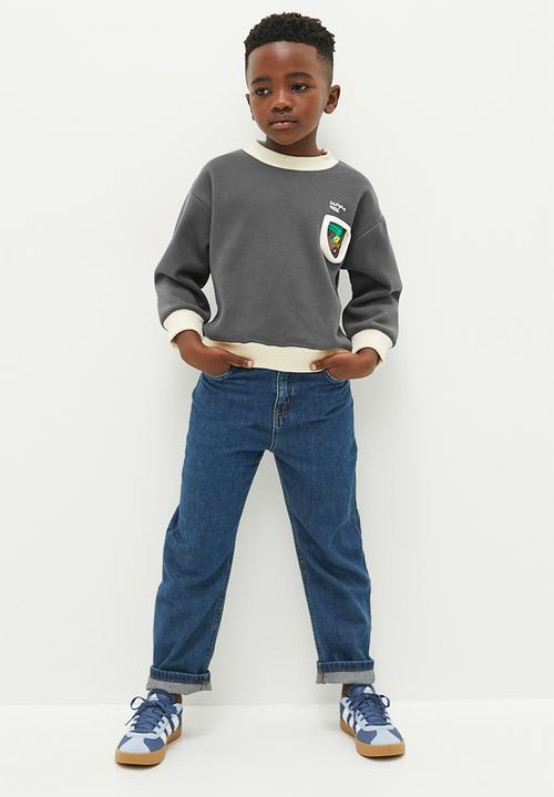 Pop Candy - Contrast sweat top - grey & ecru