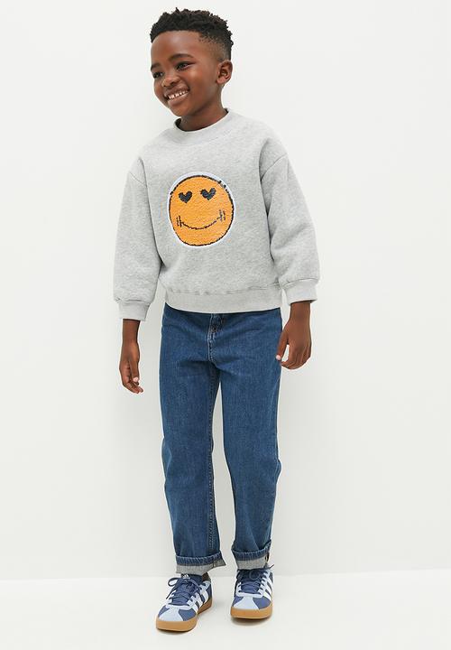 Pop Candy - Printed sequins face sweat top - grey