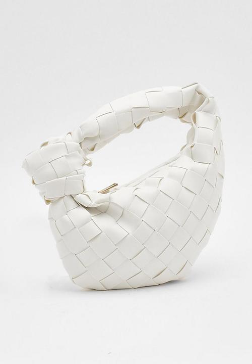 boohoo - Woven knot handle grab bag - white