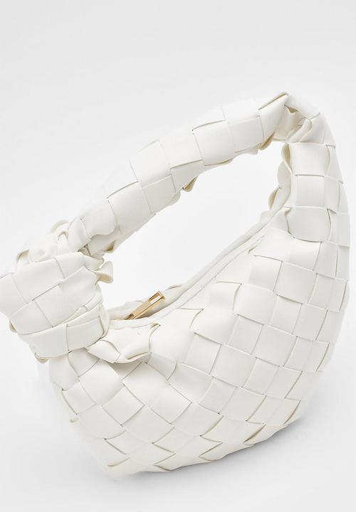 boohoo - Woven knot handle grab bag - white